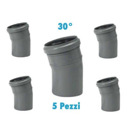 CURVE 30° ( 5 PEZZI )  POLIPROPILENE DIAMETRO 40 mm INNESTO