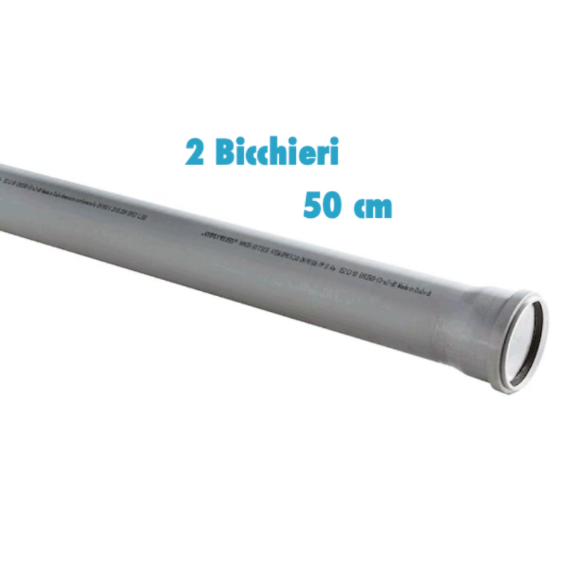 Tubo polipropilene 50 CM 2 bicchieri ad innesto diametro 40 mm