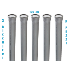 TUBO POLIPROPILENE 100 CM 2 BICCHIERI AD INNESTO ( 5 PEZZI ) DIAM 32 MM