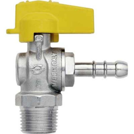 Valvola rubinetto per gas a squadro portagomma 1/2" GPL