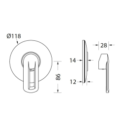 Eurorama Miscelatore Doccia Incasso Serie NEVA PE133055 + 730355 disegno tecnico