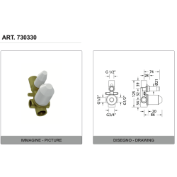 Eurorama Miscelatore Doccia Incasso Con Deviatore 2 Uscite Serie CHARMA PE148030 + 730330 disegno tecnico
