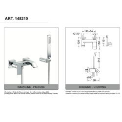 Eurorama Miscelatore Vasca Serie CHARMA 148210 disegno tecnico