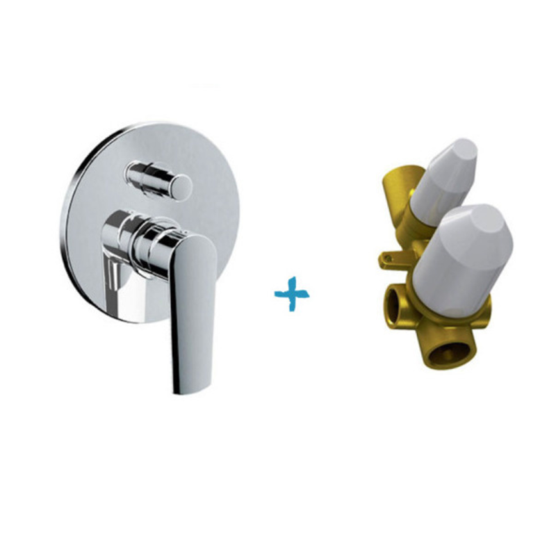 Eurorama Miscelatore Doccia Incasso Con Deviatore 2 Uscite  Serie KLINT PE142030 + 730330