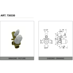 Eurorama Miscelatore Doccia Incasso Con Deviatore 2 Uscite  Serie KLINT PE142030 + 730330 schema tecnico