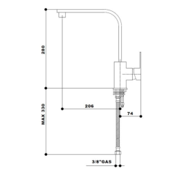 GS Rubinetterie Miscelatore Lavello Modello Indaco 5097 Cromo disegno tecnico