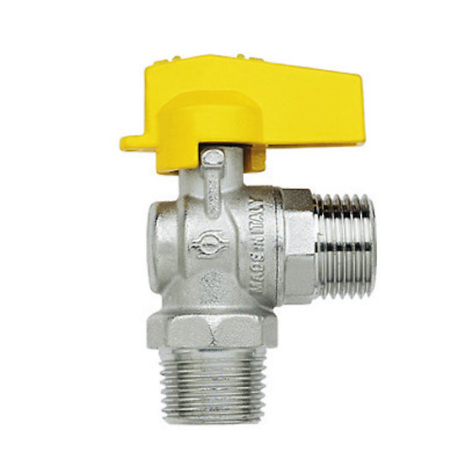 Valvola rubinetto gas cucina a squadro maschio 1/2" Conf. 3 pezzi