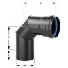 CONF. 4X CURVA NERO OPACO PER STUFA A PELLET IN ACCIAIO SPESSORE 1,2 mm. 90° Ø80