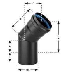 CONF. 5X CURVA NERO OPACO PER STUFA A PELLET IN ACCIAIO SPESSORE 1,2 mm. 45° Ø80
