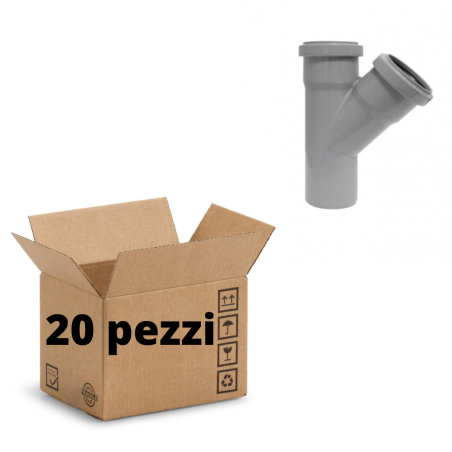 CONF. 20X BRAGA DERIVAZIONE 45° POLIPROPILENE DIAMETRO 40 mm INNESTO