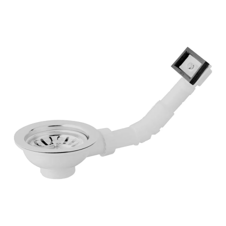 Bonomini Piletta Basket in PVC Bianca per lavelli con troppo pieno QUADRO - 1"1/2 x Diam. 90