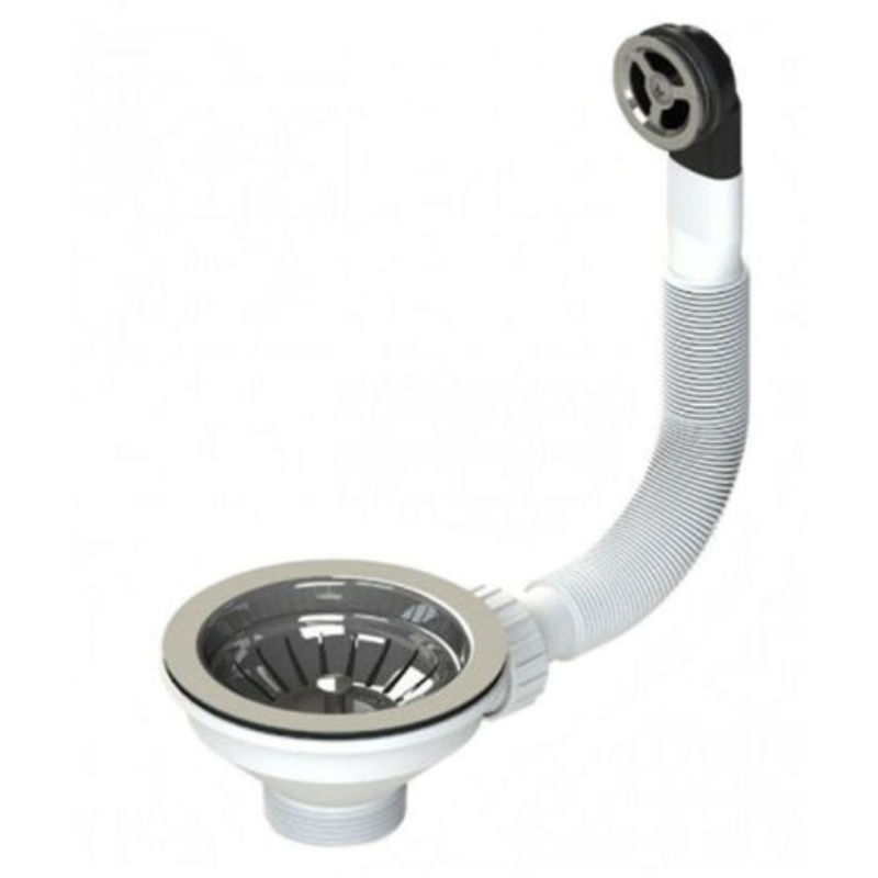 Bonomini Piletta Basket in PVC Bianca per lavelli con troppo pieno Tondo - 1"1/2 x Diam. 90