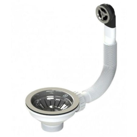 Bonomini Piletta Basket in PVC Bianca per lavelli con troppo pieno Tondo - 1"1/2 x Diam. 90