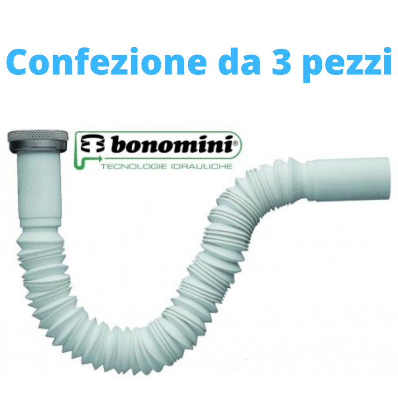 Bonomini Tubo di Scarico Jolly Flex Varie Dimensioni 1" - 1"1/4 - 1"1/2 Confezione da tre pezzi