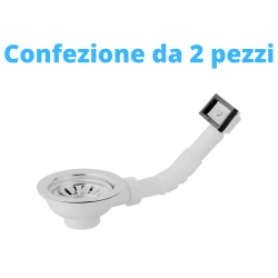 Bonomini Piletta Basket in PVC per lavelli con troppo pieno QUADRO - 1"1/2 x Diam. 90 Confezione da due pezzi