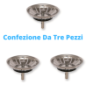 Tappo Lavello Inox Basket con griglia da 82 mm Confezione da tre pezzi
