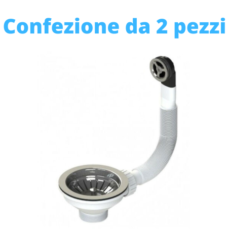 Bonomini Piletta Basket in PVC Bianca per lavelli con troppo pieno Tondo - 1"1/2 x Diam. 90 Confezione da due pezzi