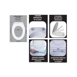 Coprivaso Universale Coming Termoindurente Soft Close Bianco Cerniere Acciaio Inox Info