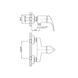 Monocomando Miscelatore Monoforo Gs Rubinetterie Doccia esterno a parete serie  Ecoline Dati tecnici