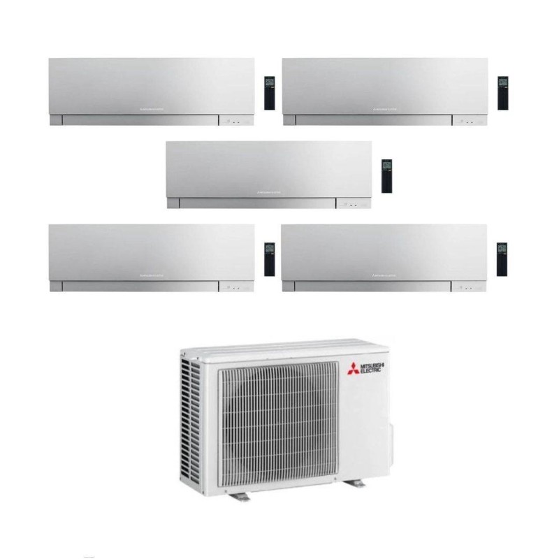 Mitsubishi Climatizzatore Penta Split Kirigamine Zen MSZ-EF Silver 9+9+9+12+18 con MXZ-5F102VF Inverter R-32 Wi-Fi Classe A++