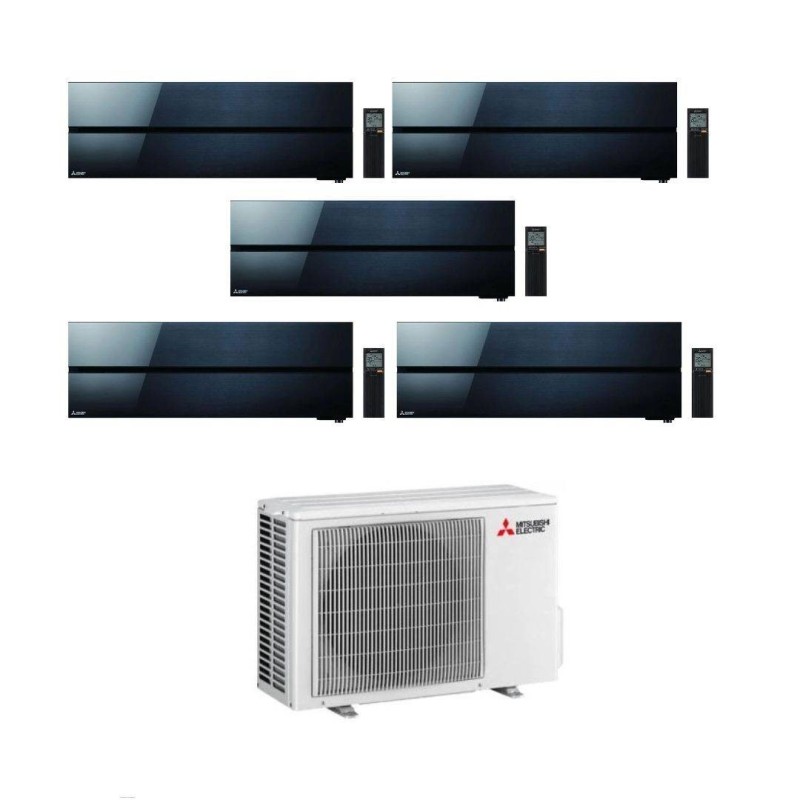 Mitsubishi Climatizzatore Penta Split Kirigamine MSZ-LN Nero 9+9+12+12+12 con MXZ-5F102VF Inverter R-32 Wi-Fi Classe A++