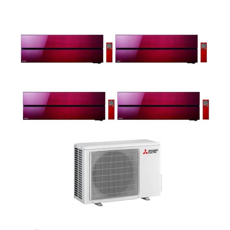 Mitsubishi Climatizzatore Quadri Split Kirigamine MSZ-LN Rosso 12+12+12+12 con MXZ-4F83VFHZ Inverter R-32 Wi-Fi Classe A++