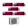 Mitsubishi Climatizzatore Penta Split Kirigamine MSZ-LN Rosso 9+9+9+9+18 con MXZ-5F102VF Inverter R-32 Wi-Fi Classe A++