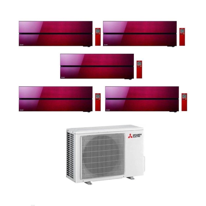 Mitsubishi Climatizzatore Penta Split Kirigamine MSZ-LN Rosso 9+9+12+12+18 con MXZ-5F102VF Inverter R-32 Wi-Fi Classe A++