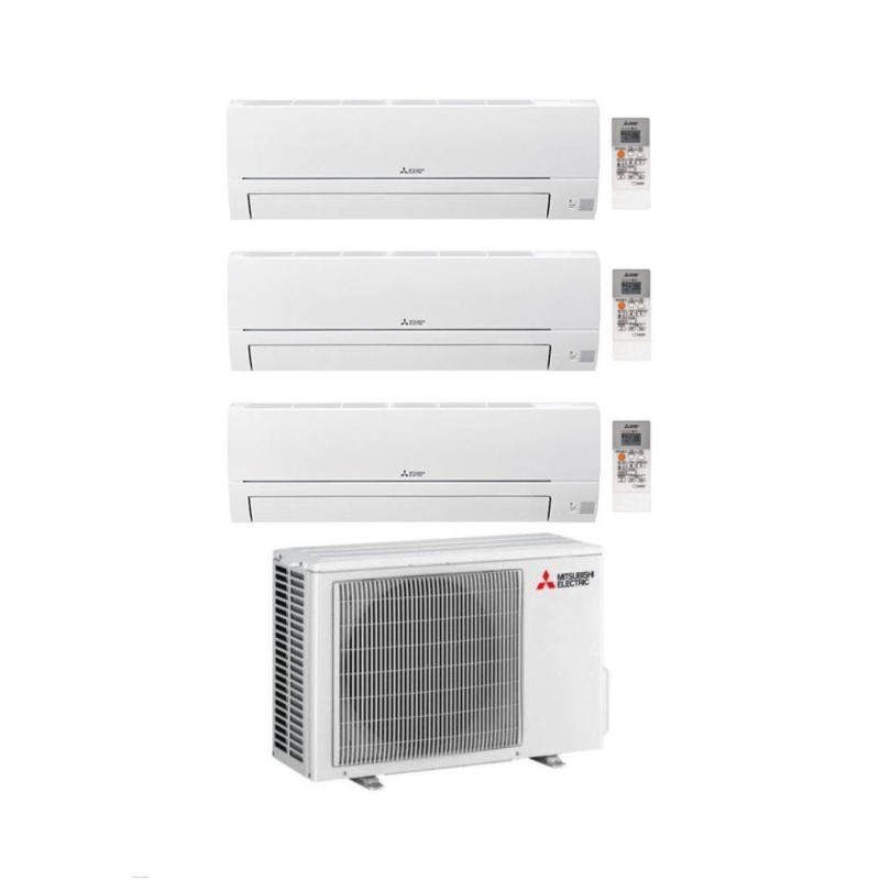Mitsubishi Climatizzatore Trial Split Linea Smart MSZ-HR 9+9+12 con MXZ-3HA50VF con Inverter R-32 Wi-Fi Opt. Classe A++