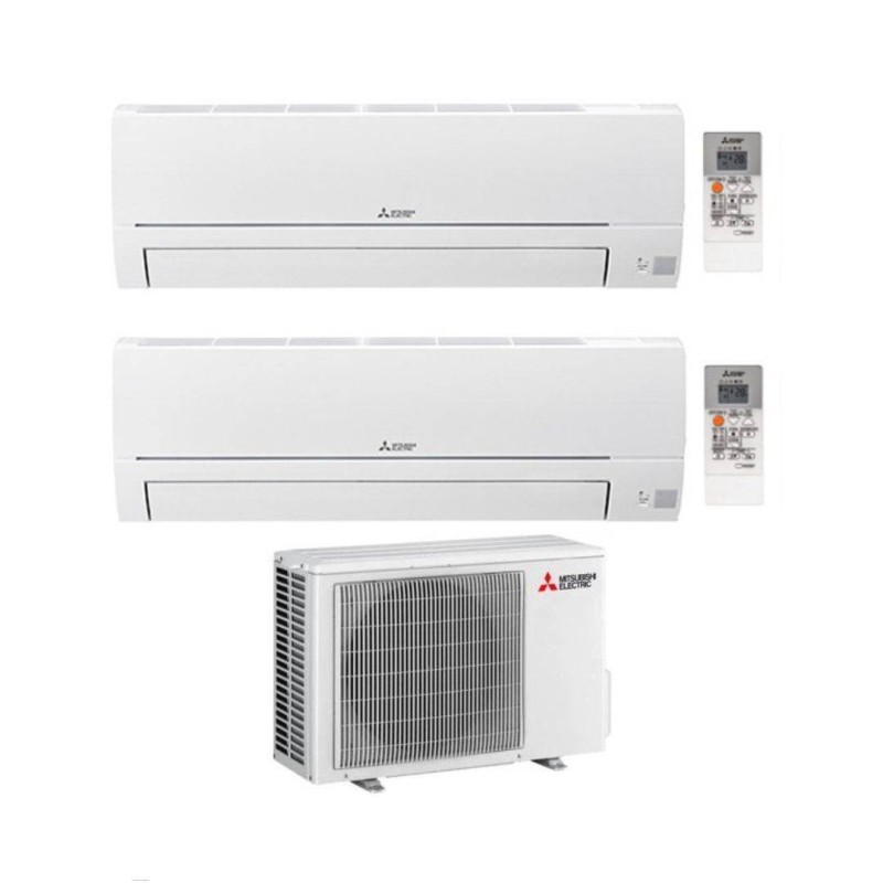 Mitsubishi Climatizzatore Dual Split Linea Smart MSZ-HR 9+18 con MXZ-3HA50VF con Inverter R-32 Wi-Fi Opt. Classe A++